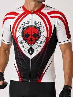 PRIMAL Short Sleeve Full Zip Cycling Jersey Shirt White Large